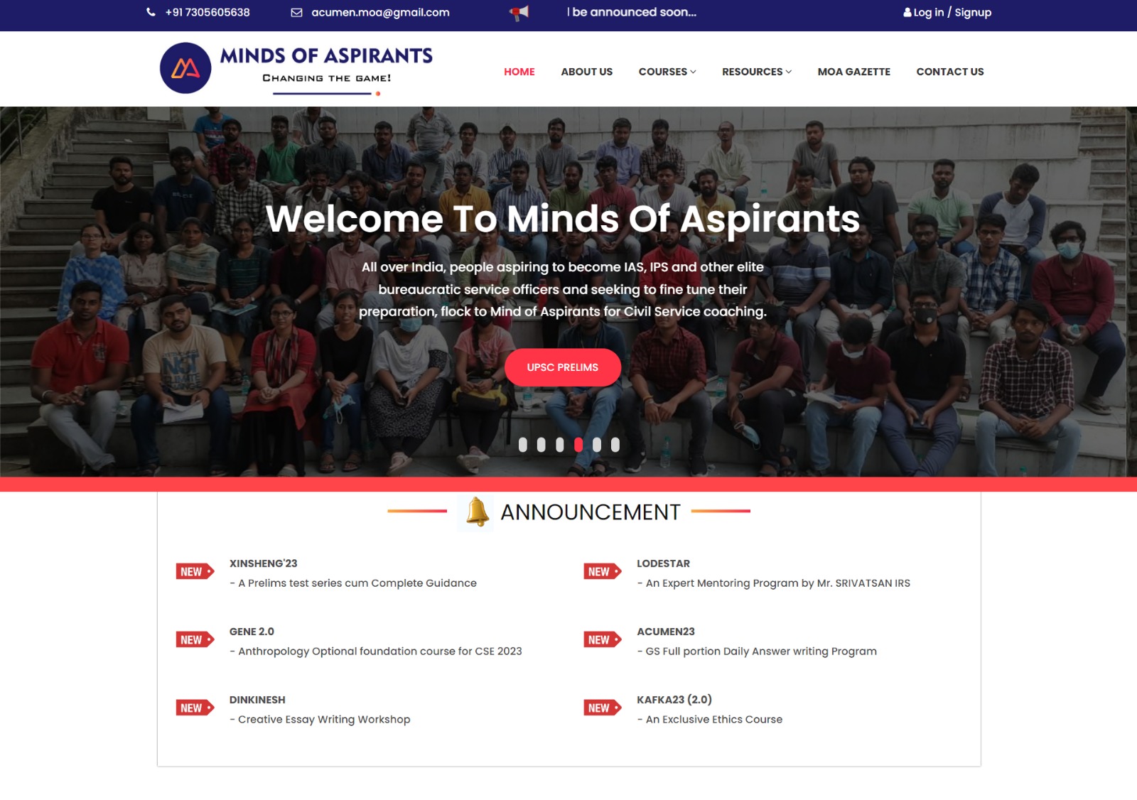 Mindsofaspirant career website by ImpressBSS